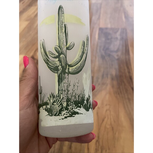 VINTAGE Blakely Oil & Gas Arizona SAGUARO CACTUS Tall Frosted Collins GLASS - Picture 6 of 10